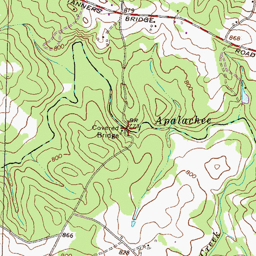 Topographic Map of Kilgore Mill Covered Bridge, GA