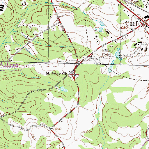 Topographic Map of Midway Methodist Cemetery, GA