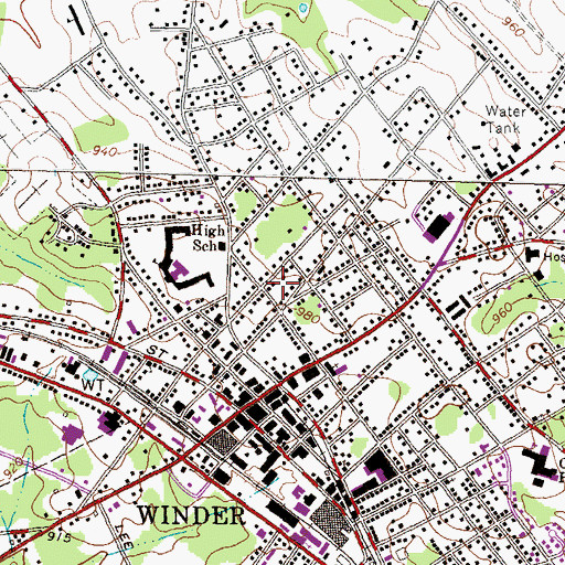 Topographic Map of North Broad Street Residential Historic District, GA