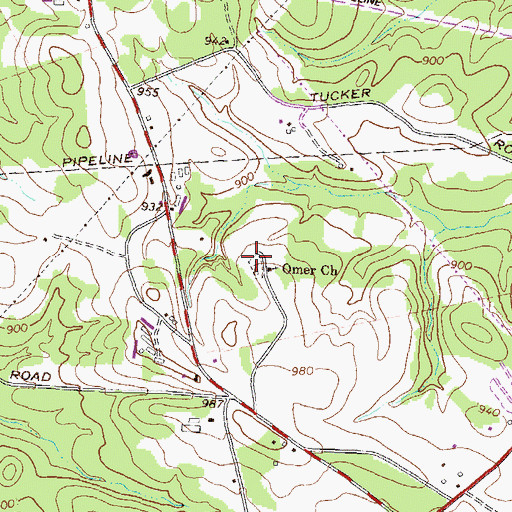 Topographic Map of Omer Cemetery, GA