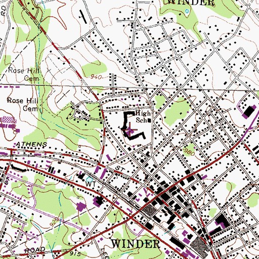Topographic Map of Russell Middle School, GA