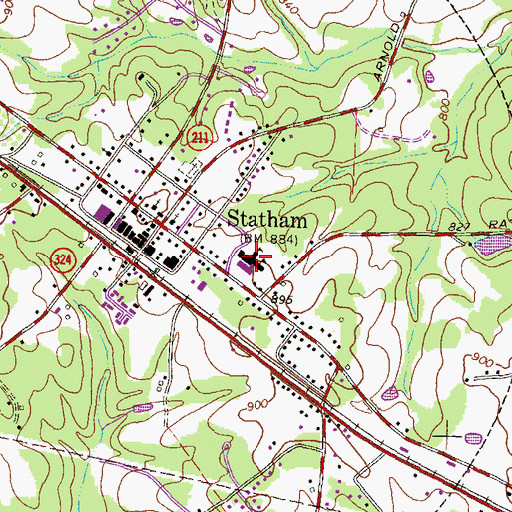 Topographic Map of Statham Elementary School, GA