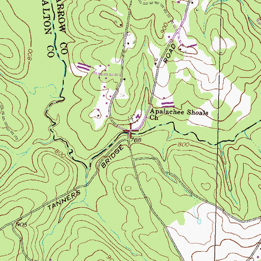 Topographic Map of Tanners Bridge, GA