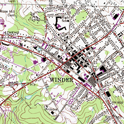 Topographic Map of Winder Depot, GA