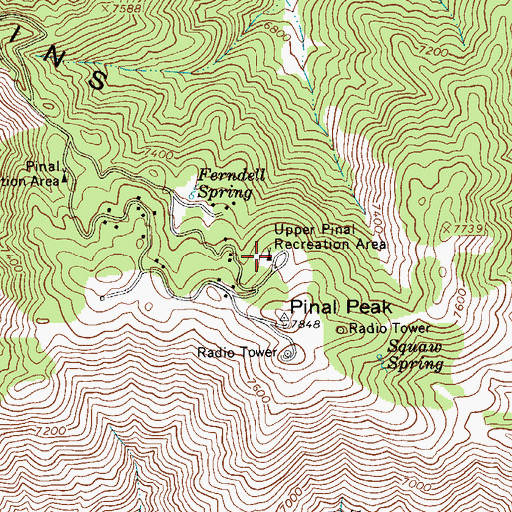 Topographic Map of Upper Pinal Campground, AZ