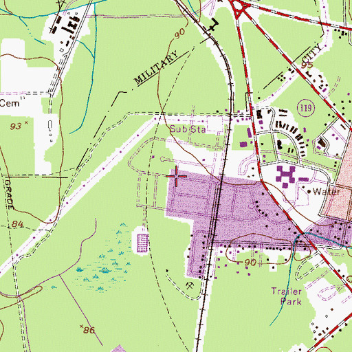 Topographic Map of Evergreen, GA