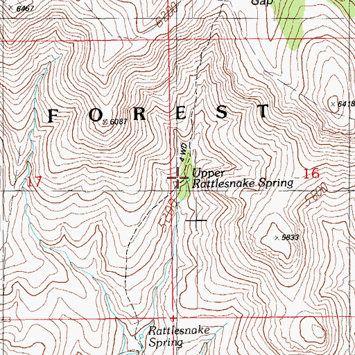 Topographic Map of Upper Rattlesnake Spring, AZ