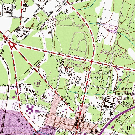 Topographic Map of Hineshaw School, GA