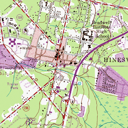 Topographic Map of Hinesville City Hall, GA