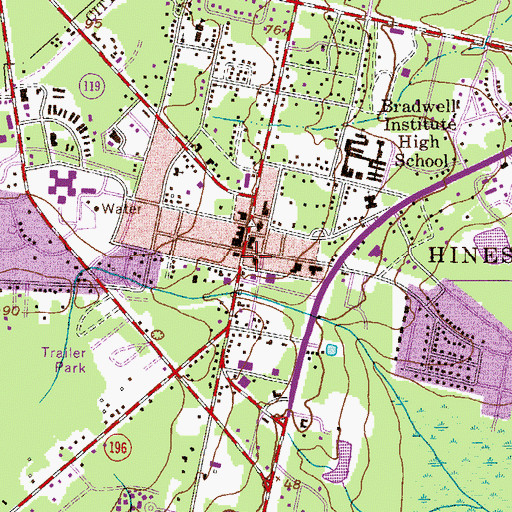 Topographic Map of Liberty County Courthouse, GA