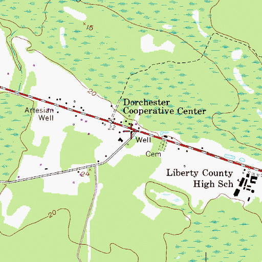 Topographic Map of Midway Church, GA