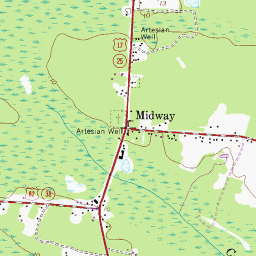 Topographic Map of Midway Historic District, GA