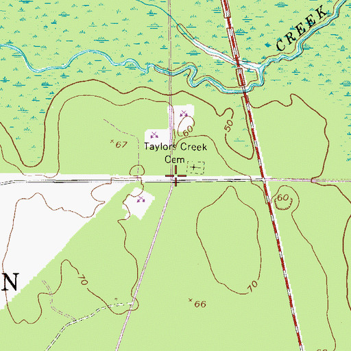 Topographic Map of Taylors Creek (historical), GA