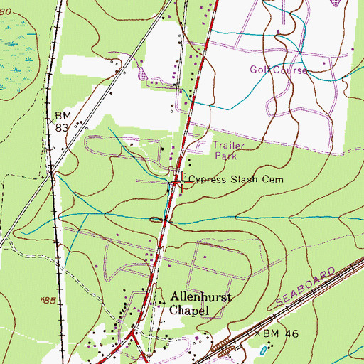 Topographic Map of Taylors Creek Church (historical), GA