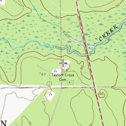 Topographic Map of Taylors Creek Post Office (historical), GA