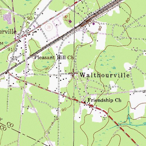 Topographic Map of Walthourville Baptist Church, GA