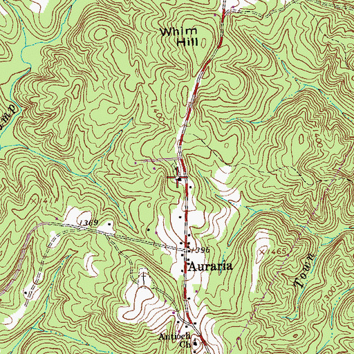 Topographic Map of Auraria Church, GA
