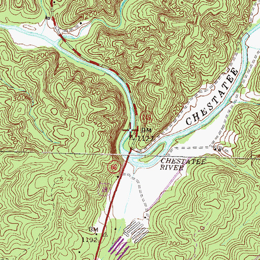 Topographic Map of Chestatee Bridge (historical), GA