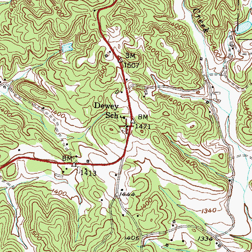 Topographic Map of Concord Church, GA