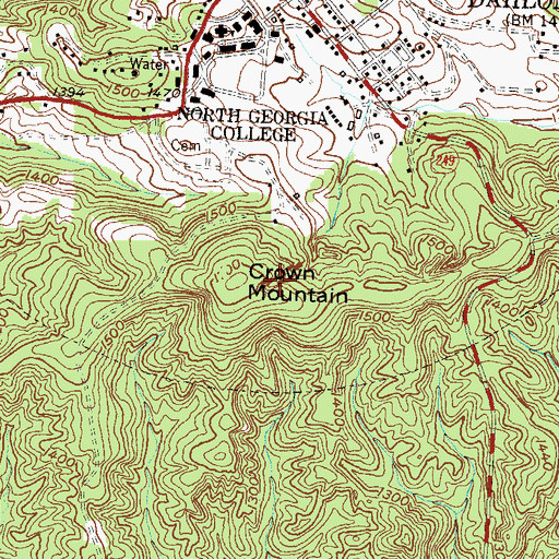 Topographic Map of Crown Mountain Cuts, GA