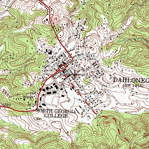 Topographic Map of Dahlonega Methodist Church, GA