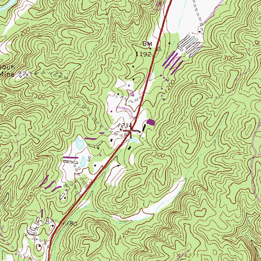 Topographic Map of Enon Church, GA