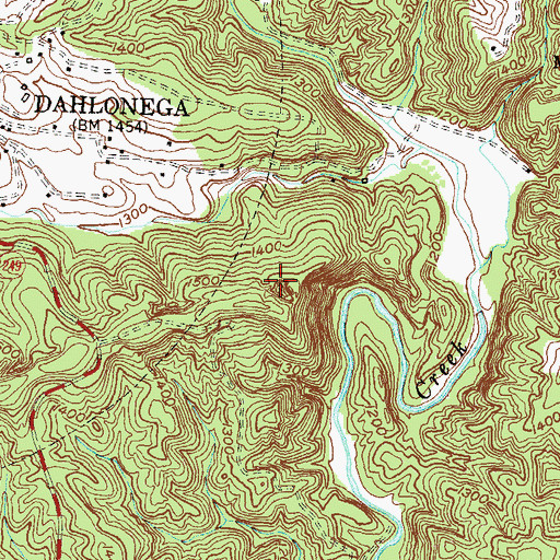 Topographic Map of Findley Mine, GA