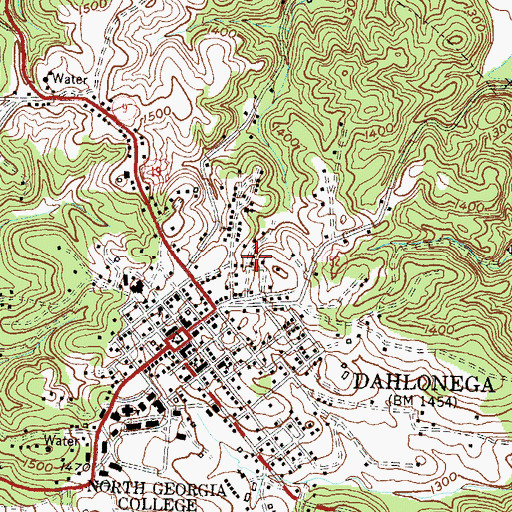 Topographic Map of Lumpkin County Library, GA