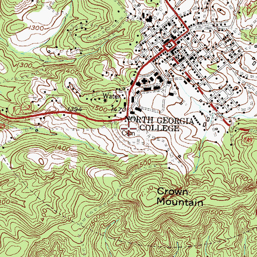 Topographic Map of Mount Hope Cemetery, GA