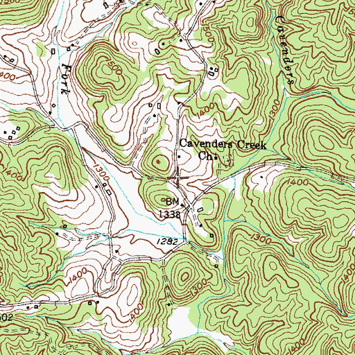 Topographic Map of New Cavender Church, GA