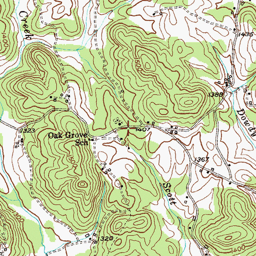 Topographic Map of New Oak Grove Church, GA