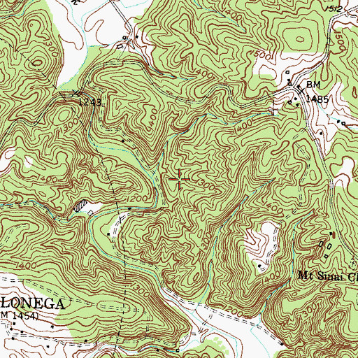 Topographic Map of Tahloneka Mine, GA