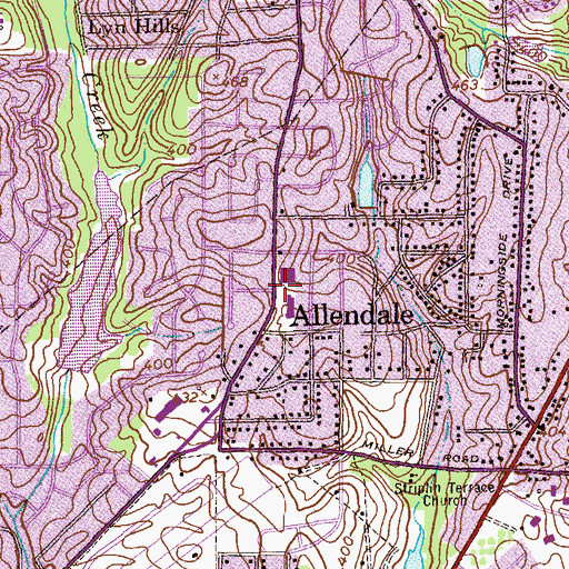 Topographic Map of Allendale Shopping Center, GA