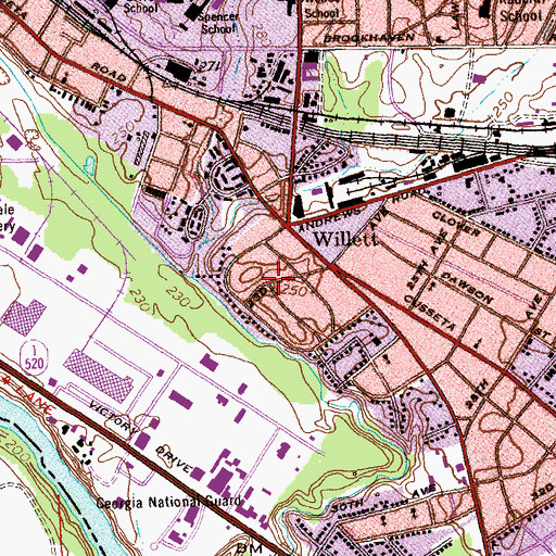 Topographic Map of Andrew Woods, GA