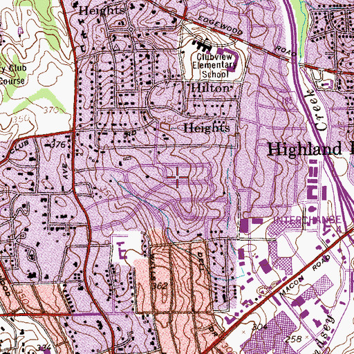 Topographic Map of Averett Woods, GA