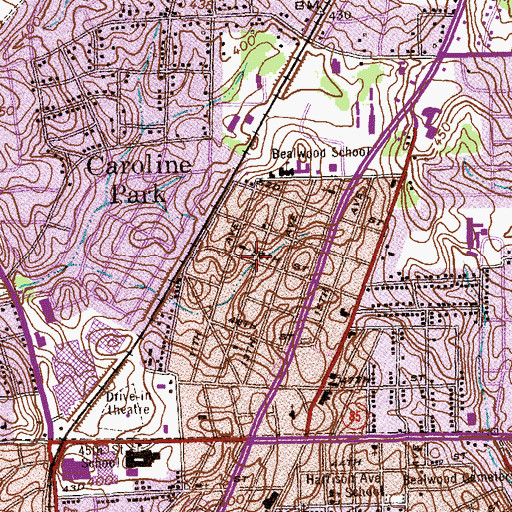 Topographic Map of Beallwoods, GA