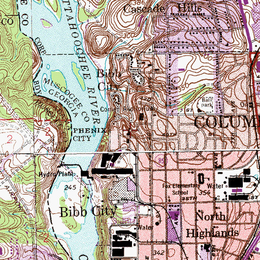 Topographic Map of Bibb City Elementary School, GA