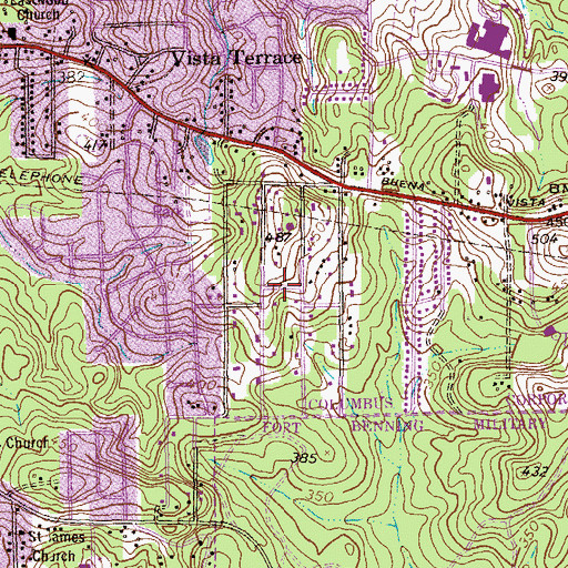 Topographic Map of Buena Vista Heights, GA