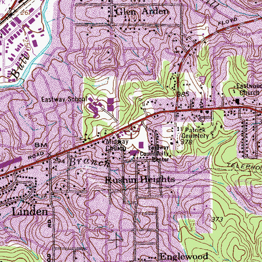 Topographic Map of Buena Vista Plaza Shopping Center, GA