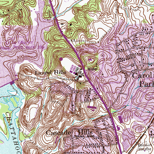 Topographic Map of Clap Hill Reservoir, GA