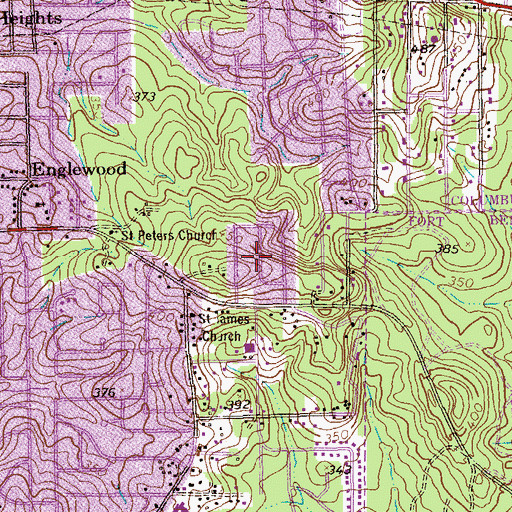 Topographic Map of Columbia Heights, GA