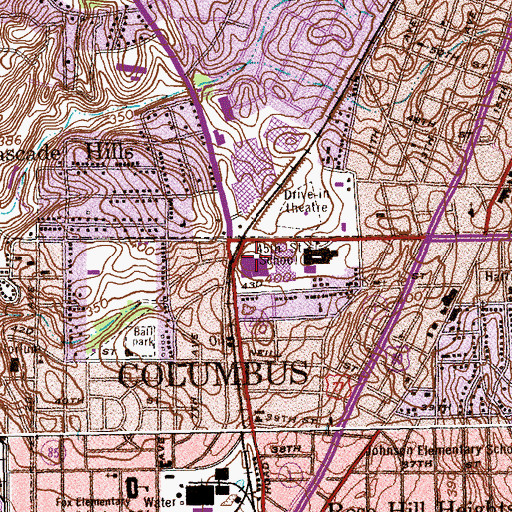 Topographic Map of Columbus Area Vocational Technical School, GA