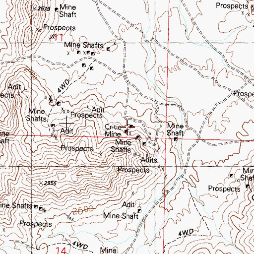 Topographic Map of Critic Mine, AZ