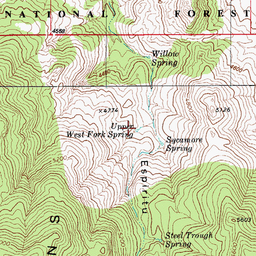 Topographic Map of Upper West Fork Spring, AZ