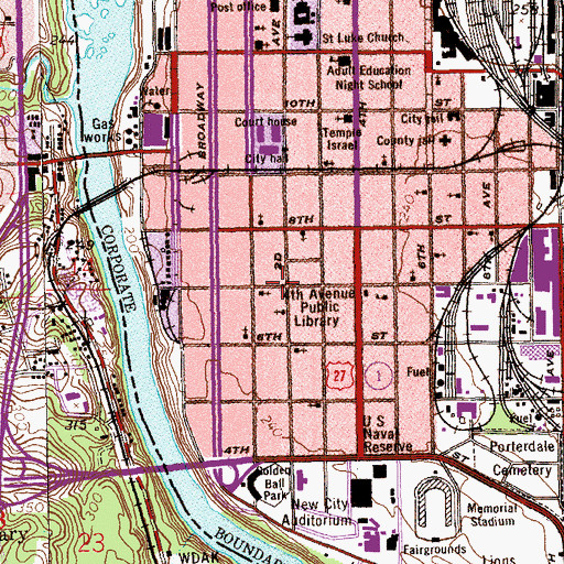 Topographic Map of Columbus Historic District, GA