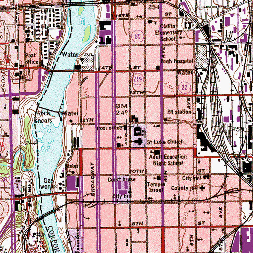 Topographic Map of Columbus Post Office, GA