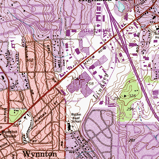 Topographic Map of Columbus Square Shopping Center, GA
