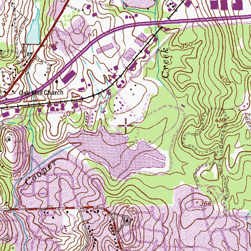 Topographic Map of Cooper Creek Park, GA