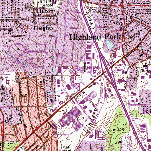 Topographic Map of Cross Country Plaza Shopping Center, GA