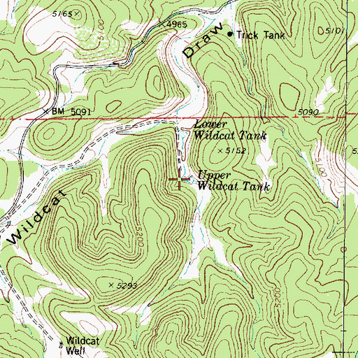 Topographic Map of Upper Wildcat Tank, AZ